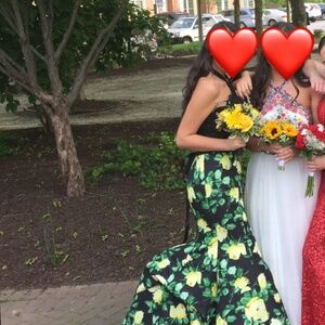 Sherri Hill Yellow Roses Custom Prom Dress